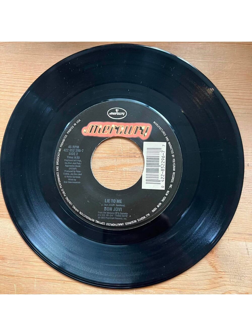 Bon Jovi - Lie to Me/Something for the Pain 45rpm VG+ R10
